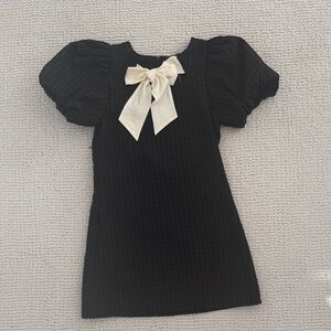 GB Girls Black Dress with Cream Bow, Size 12